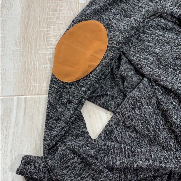 Charcoal Gray Cardigan with Brown Elbow Patch - Picture 7 of 8